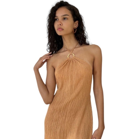 Savannah Morrow The Label Lana Dress Maxi Sandstone Silk Bamboo NWT - Picture 14 of 14